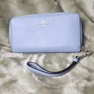 Coach Light Blue Leather Wristlet
